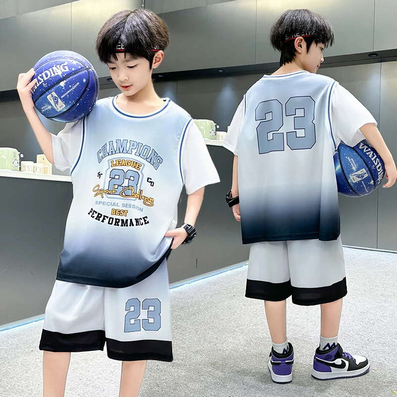 男童夏季篮球服套装2025新款中大儿童网眼透气速干衣男孩夏装球衣
