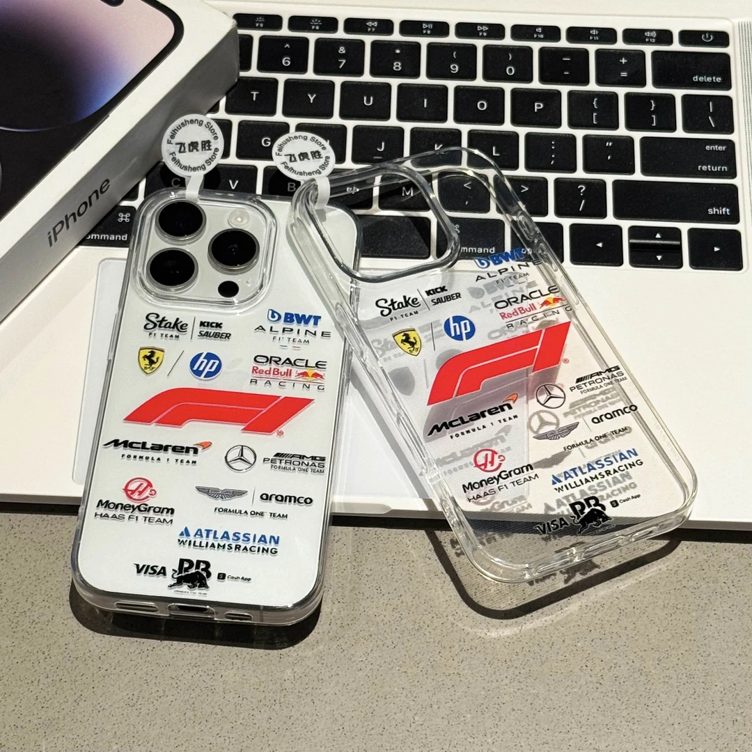 飞虎胜简约F1车标适用iphone16苹果手机壳华为oppo小米13vivo高透