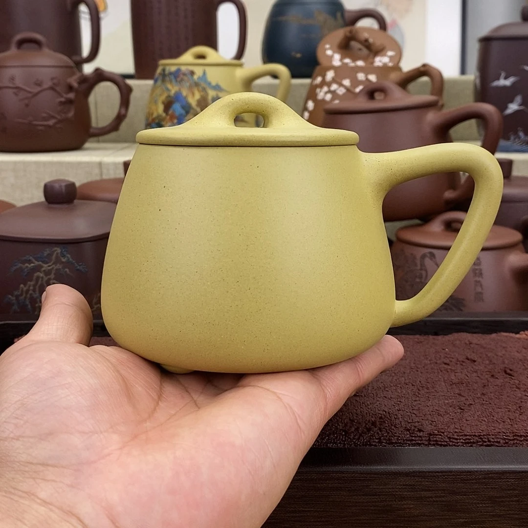 紫砂茶杯本绿石瓢盖杯