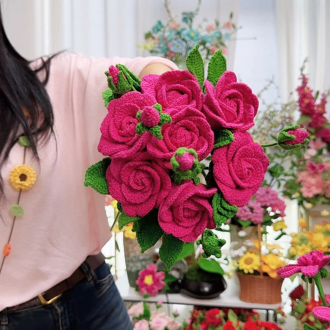 莱赛尔纤维棉手工钩织花束