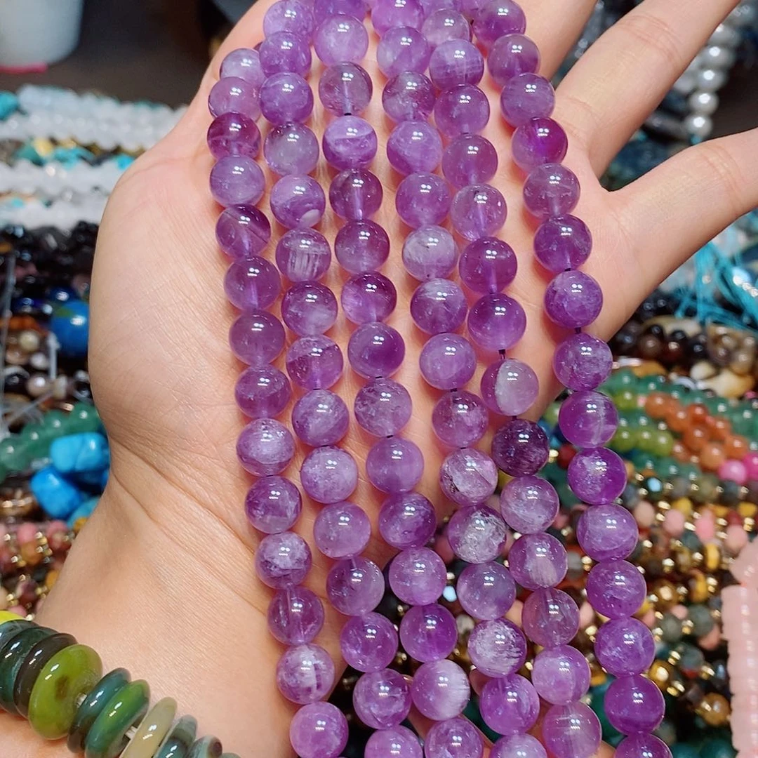 玛瑙/玉髓散珠天然紫水晶10mm一条