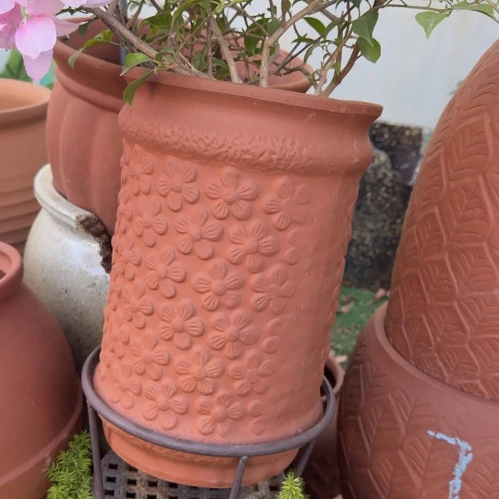 花盆紫砂口20高30宜兴紫砂瑕疵小花模糊