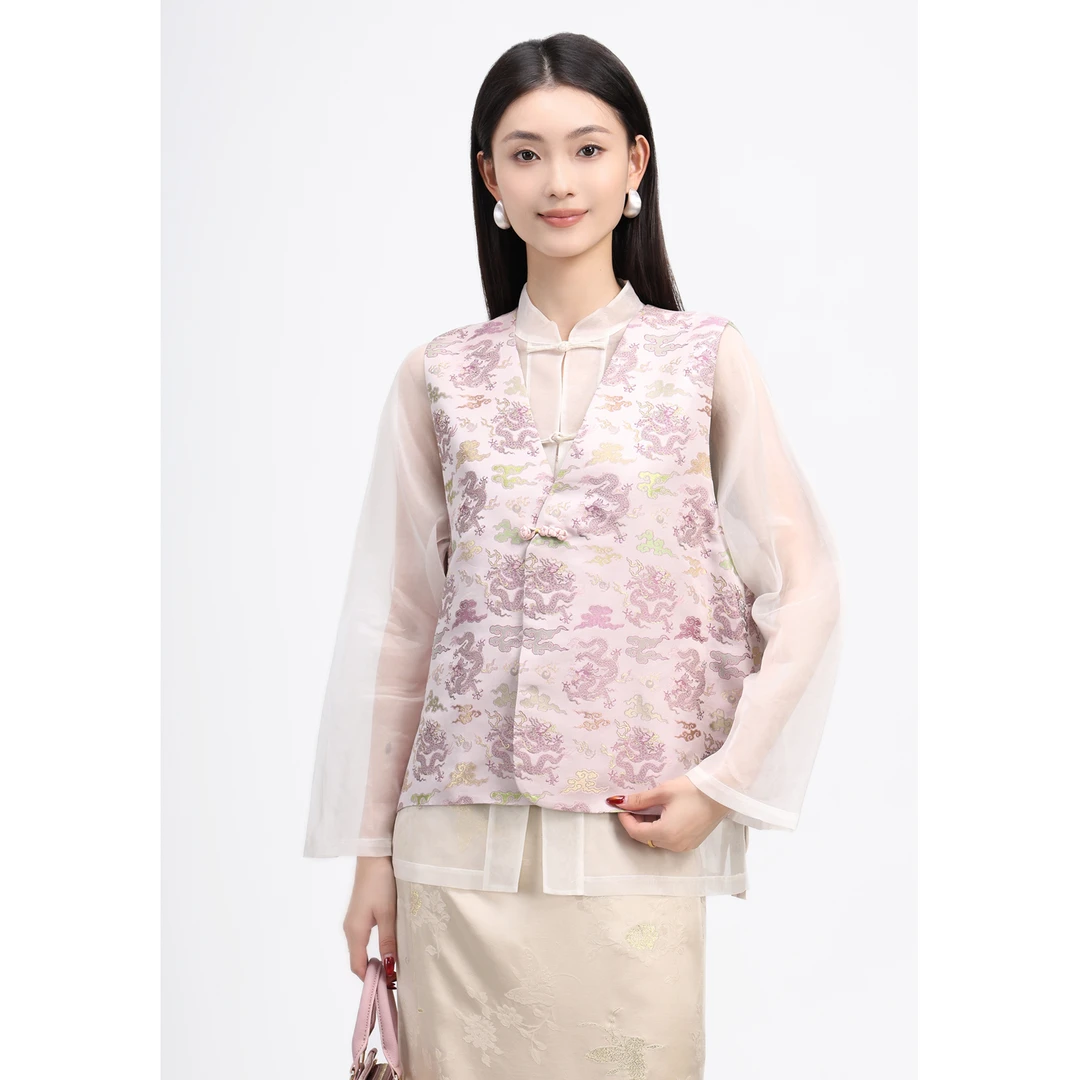 矝羽轩JINYU矜羽【紫龙】苍龙非遗宋锦宋锦新中式女装国风马甲