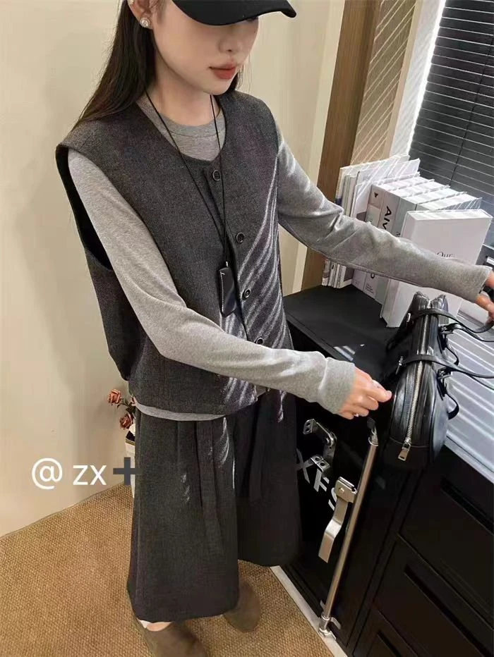 休闲风通勤时尚套装运动早秋女装套装韩版拼接显瘦气质洋气