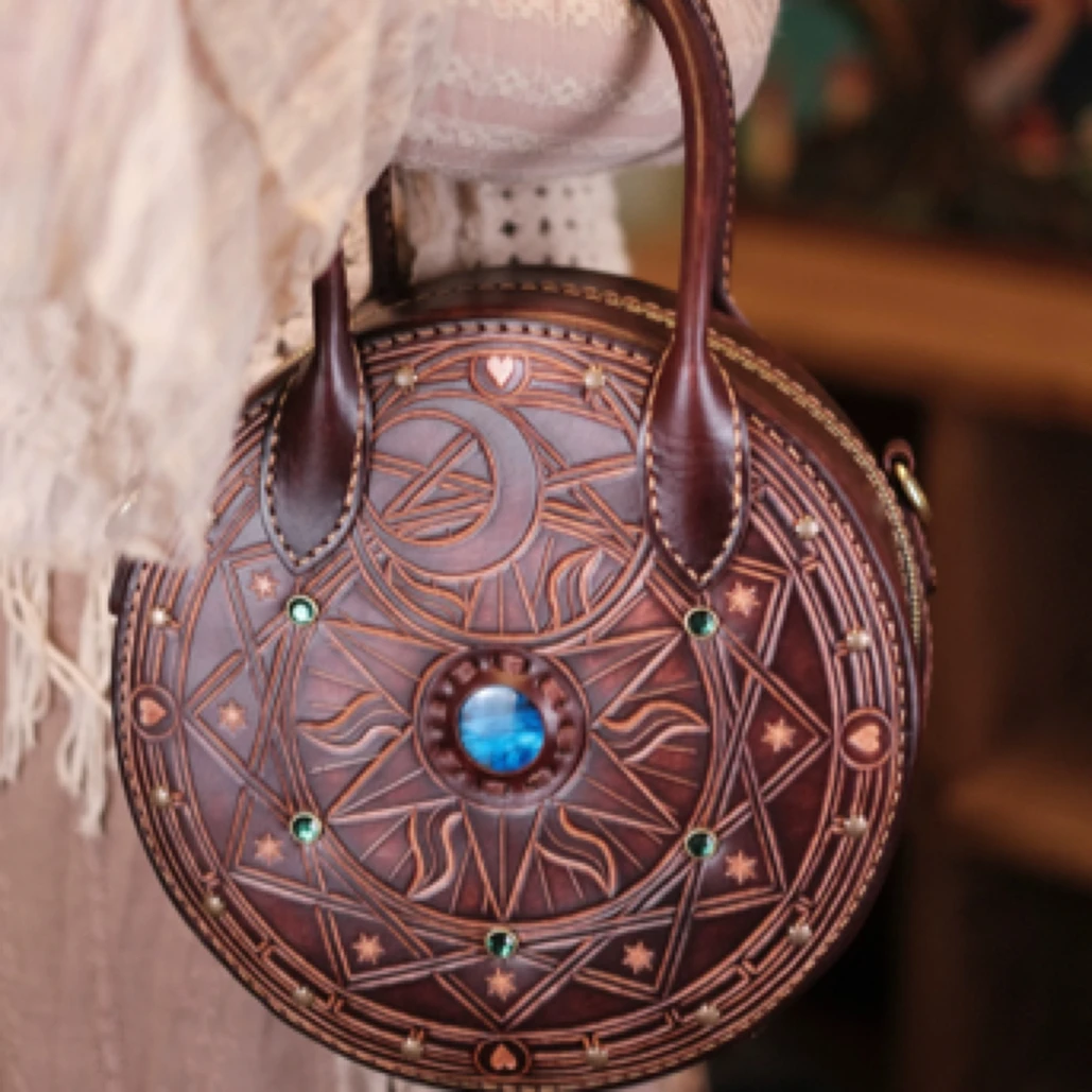 2025夏季新款【24cm明月圆饼包】手工重工两用手拎 斜挎包