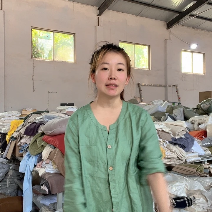 棉棉亚麻上衣长袖绿色XL码