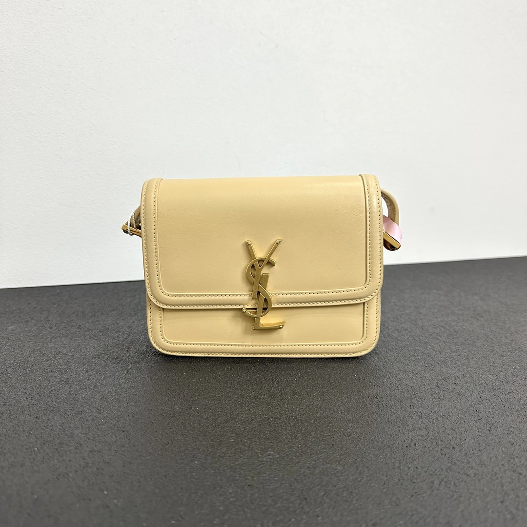 99新 YSL/圣罗兰 壹所奢品 YSL 豆腐 光面 小号 杏色 97