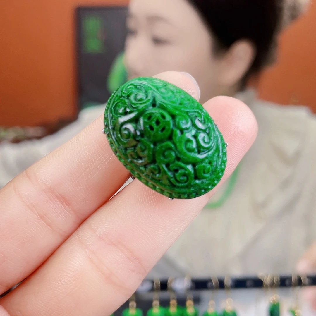 翡翠银S925镶嵌耳饰