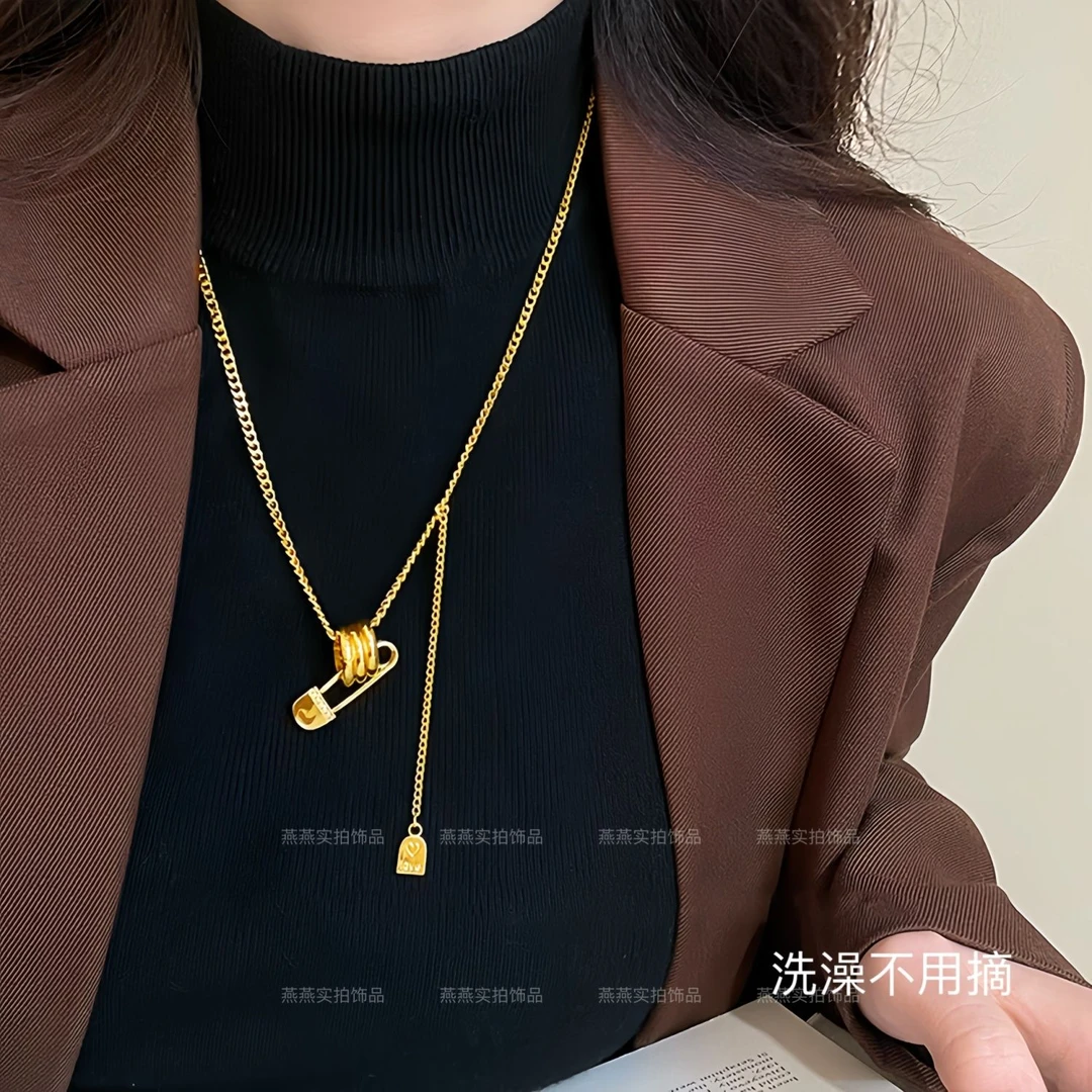 钛钢项链 【洗澡不掉色】燕燕定制磨砂三生三世三环曲别针情侣项链