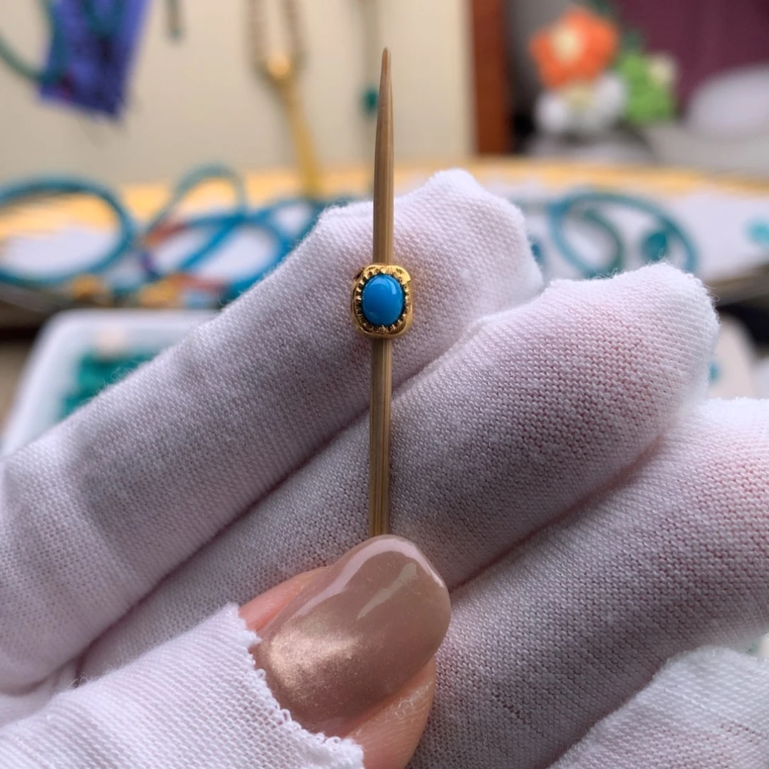 绿松石18K金镶嵌松石配饰h