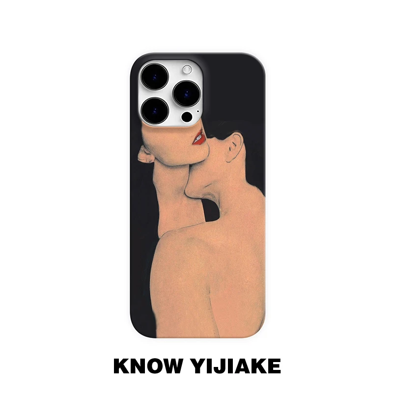 亲吻脖子适用苹果16pro情侣手机壳15promax小众14/13创意12/11ins