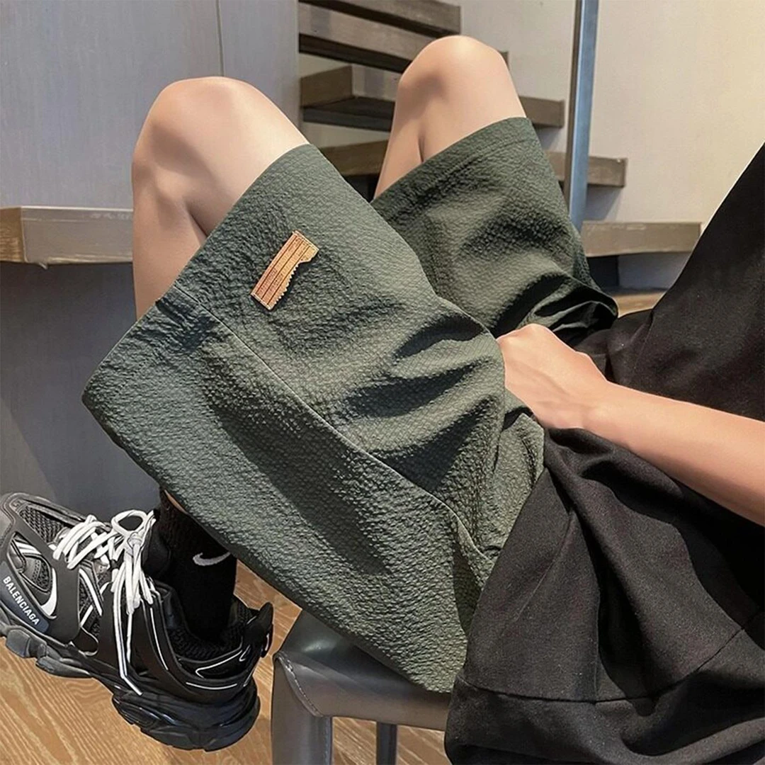 泡泡纱速干短裤男夏季薄款宽松休闲运动裤潮牌美式直筒外穿五分裤