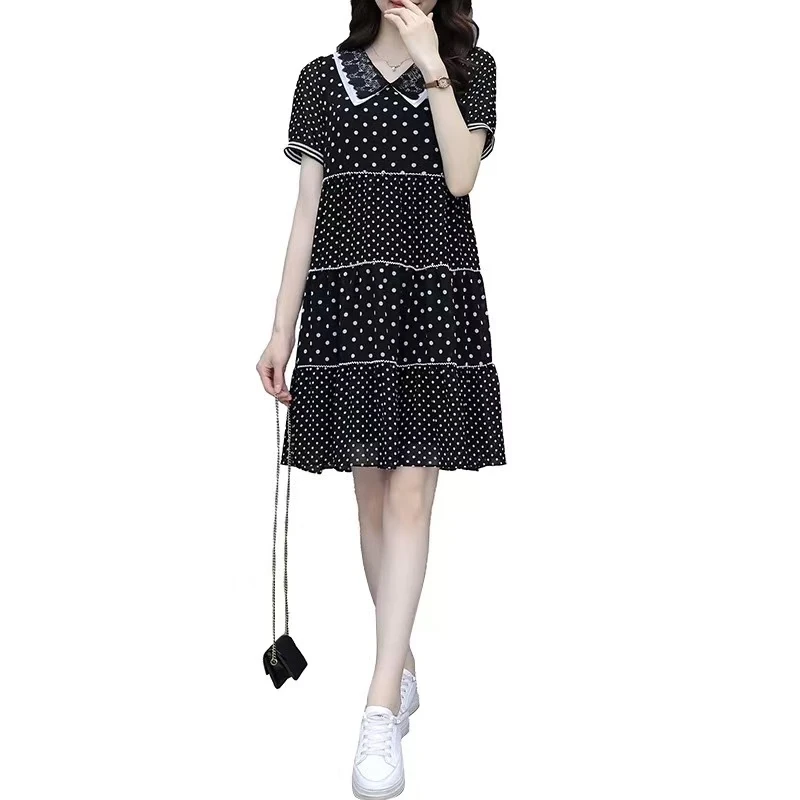 【JX512黑色气质裙】麦多多专属2025时尚百搭洋气夏季中长款连衣裙