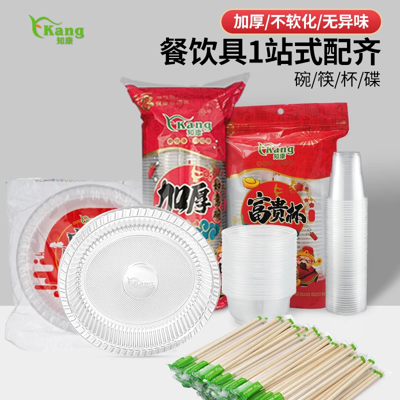 一次性碗筷餐具套装餐碗家庭日用必备品百货碟盘子航空杯加厚露营