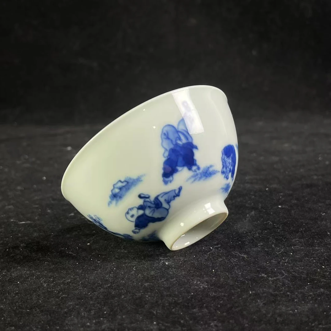 M青花五子登科纹杯