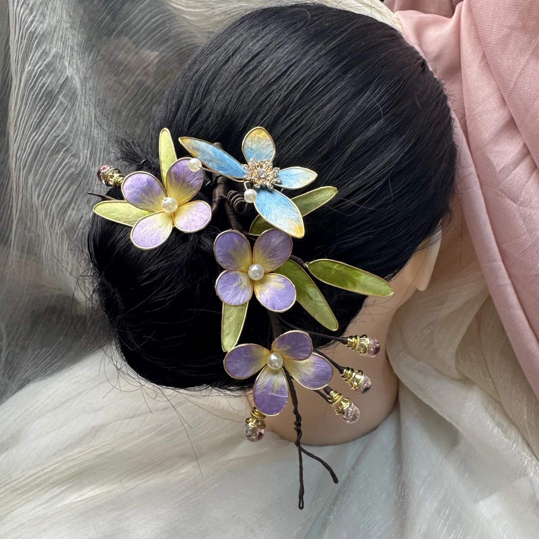 大麦吖古风发饰汉服绒花发簪 手工制作默认微瑕