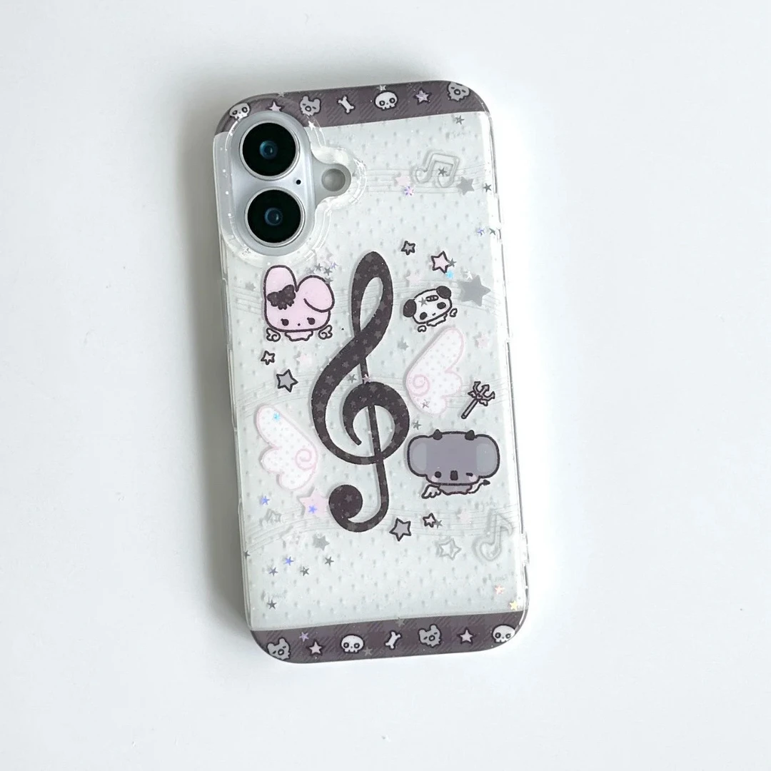 日韩波点音符适用苹果16Promax大孔手机壳vivo华为oppo小米15防摔