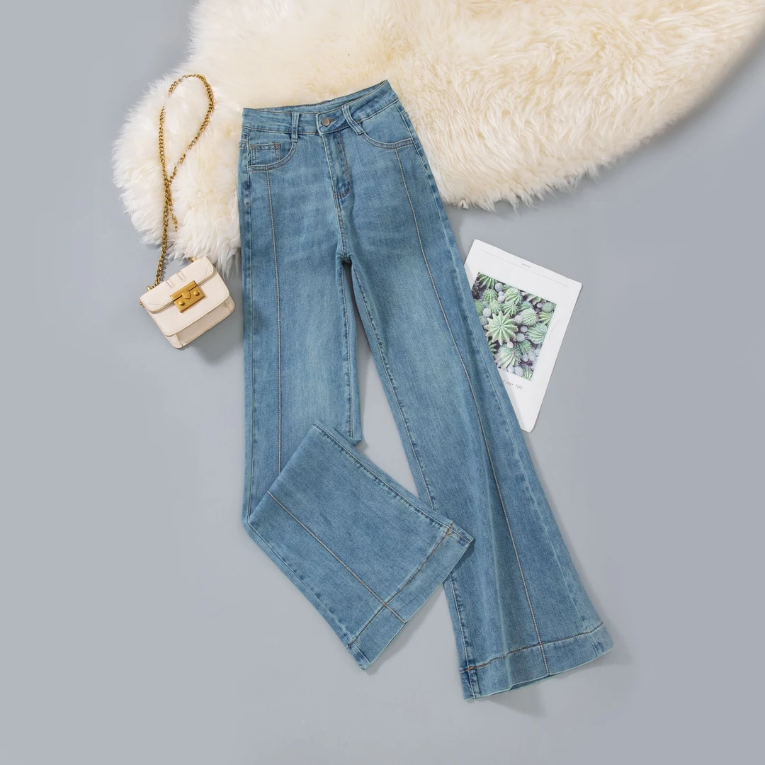 微喇牛仔裤女2025年春季新款高腰阔腿百搭显瘦垂感宽松薄款欧若风