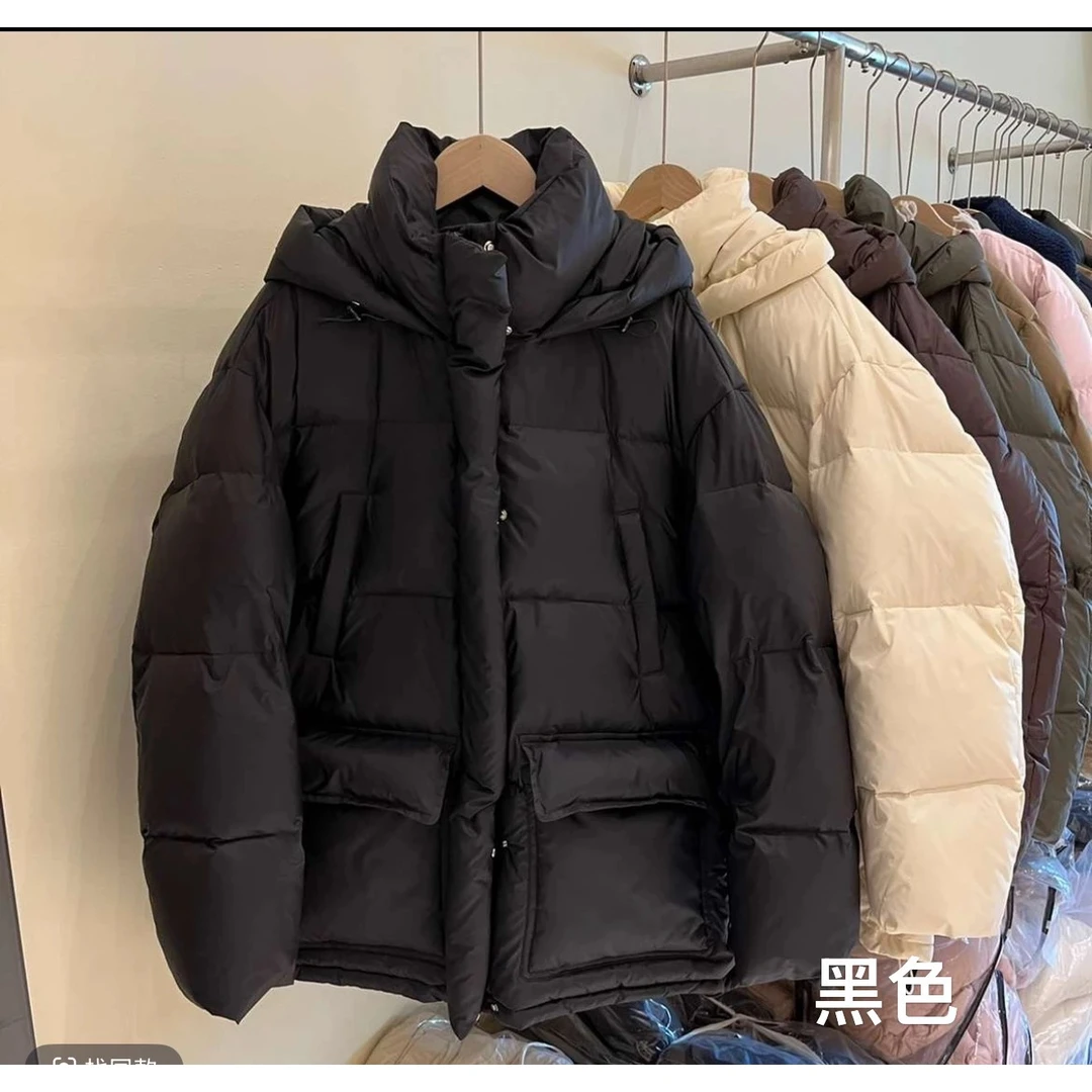 【坦姐严选 实体品质】新款宽松加厚连帽羽绒服9909