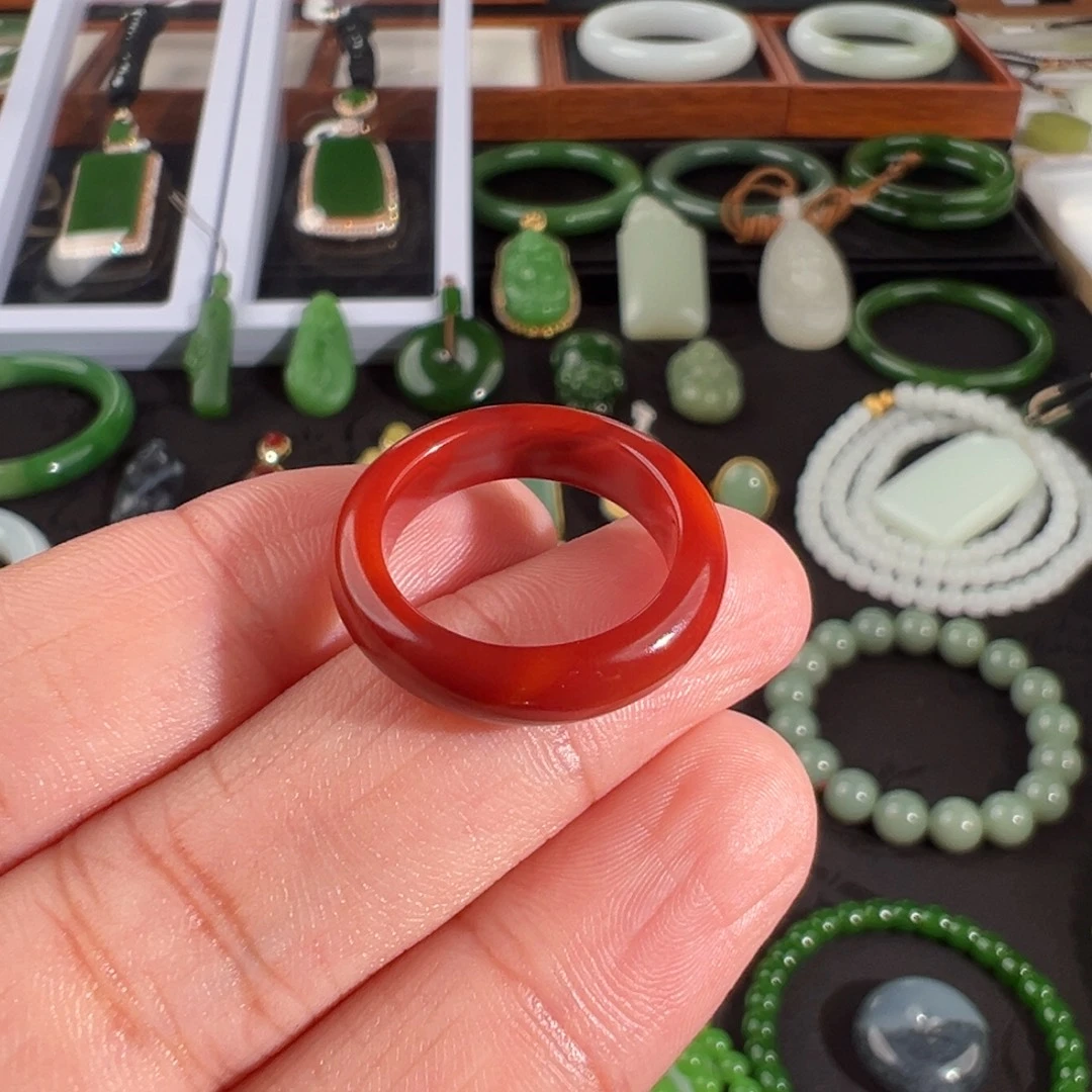 南红玛瑙未镶嵌戒圈原矿无注胶南红戒圈