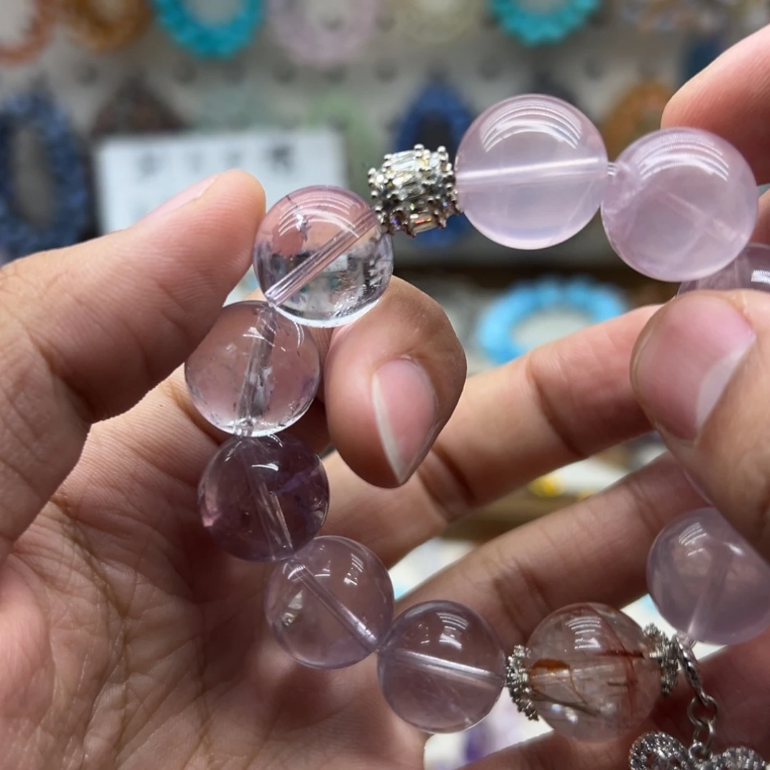 水晶未镶嵌手链大咪粉水玻利维亚diy