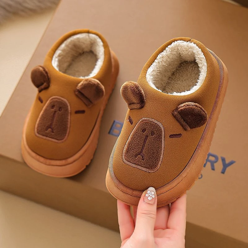 儿童秋冬季包跟棉鞋男女童居家宝宝卡通可爱小孩子加绒保暖时尚