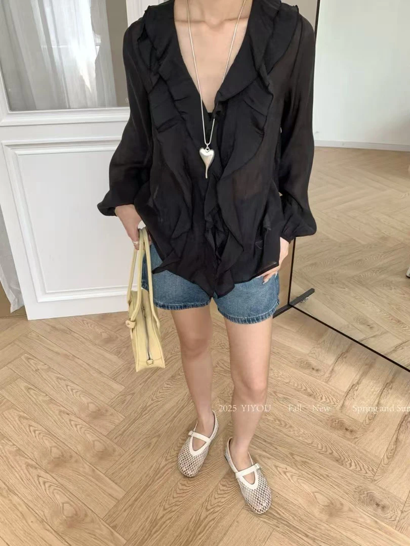 亿尚 福（1ysd26727#）气质款、V领套头衬衫 4-16