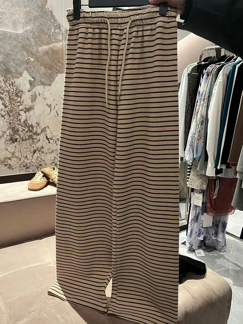 赵露思同款  日杂街拍阔腿裤高腰条纹百搭垂感休闲裤