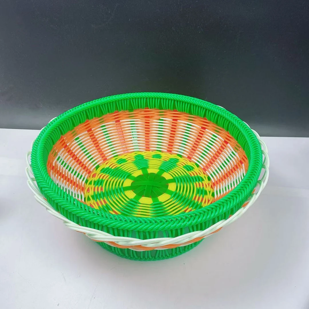 【文达】利利编织 手工编织成品篮子果盘塑钢带藤条编织材料