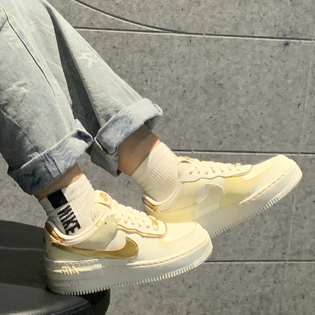 NIKE/耐克 Air Force 1 AF1白金色低帮空军一号休闲板鞋 官方正品