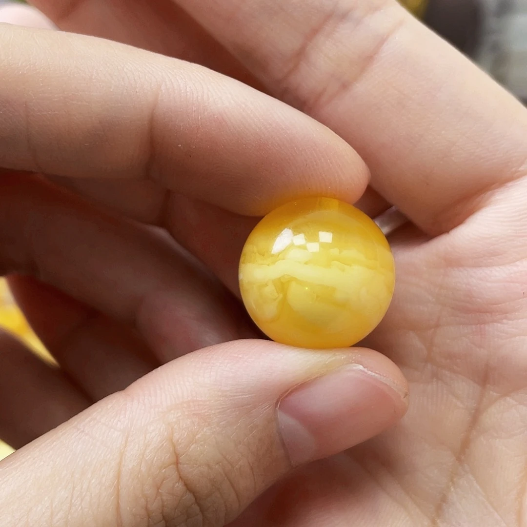 未镶嵌琥珀珠宝奇石16.4mm金白半山水妖花 瑕