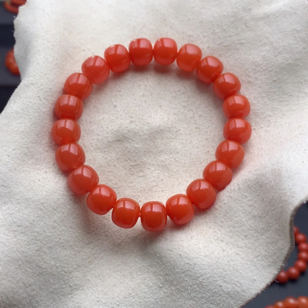 南红玛瑙未镶嵌保山天然原矿南红10mm+柿子红手串