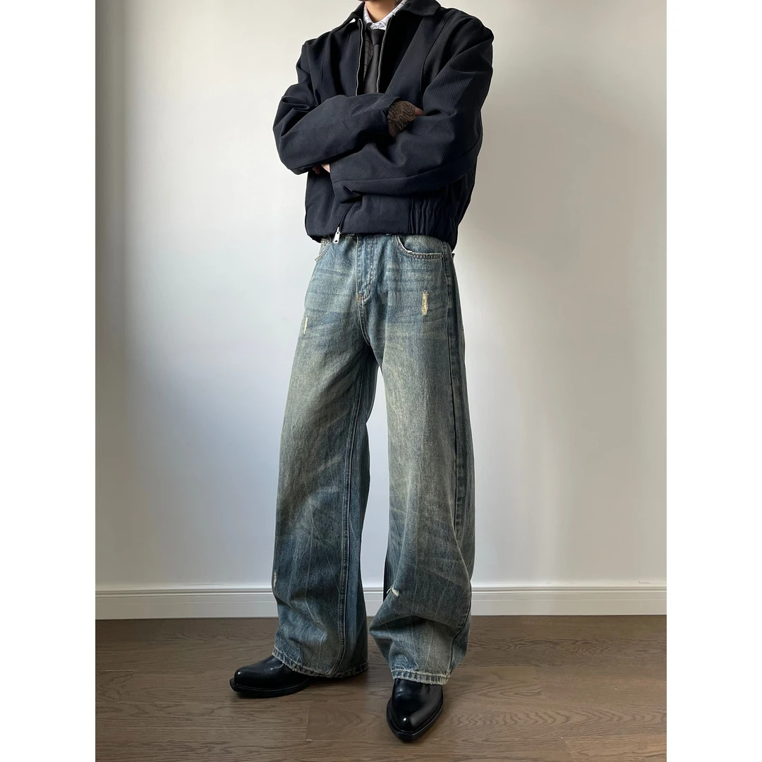 DAYAOBUTAIG美式cleanfit复古水洗直筒牛仔裤高级感男女休闲痞帅