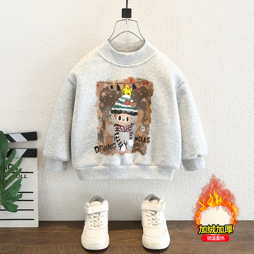 【卡通玩偶】冬款男童韩版卡通动漫加绒卫衣洋气宝宝保暖打底衫上衣
