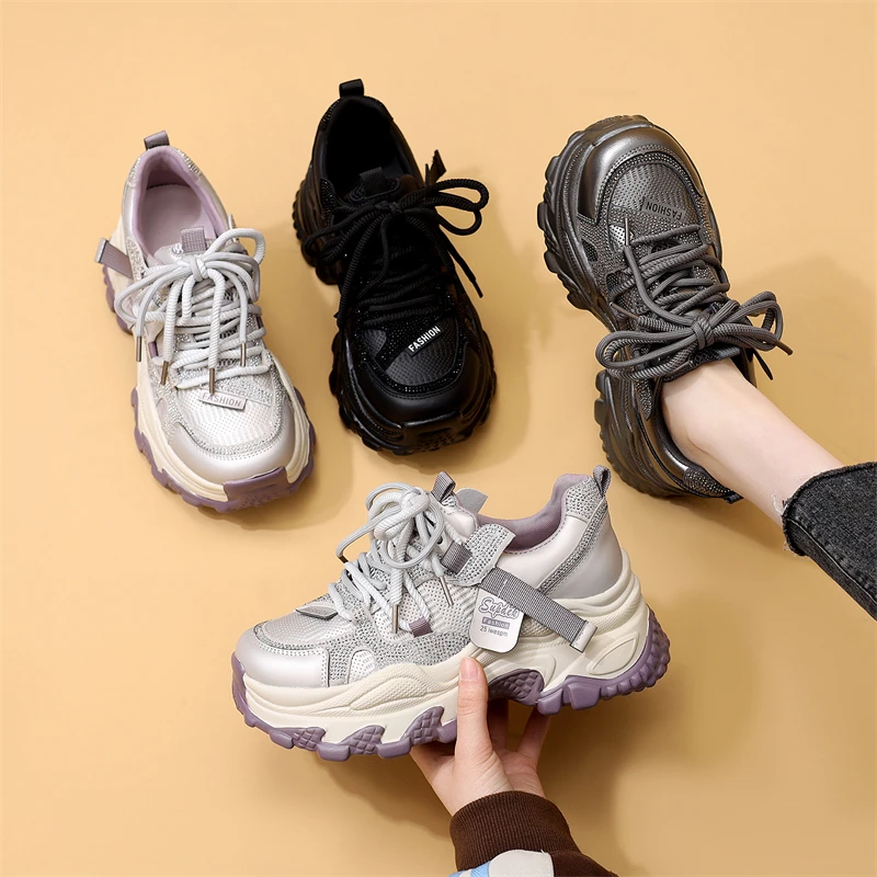 爆款老爹鞋女加绒软底2025秋冬新款小个子厚底增高时尚休闲运动鞋