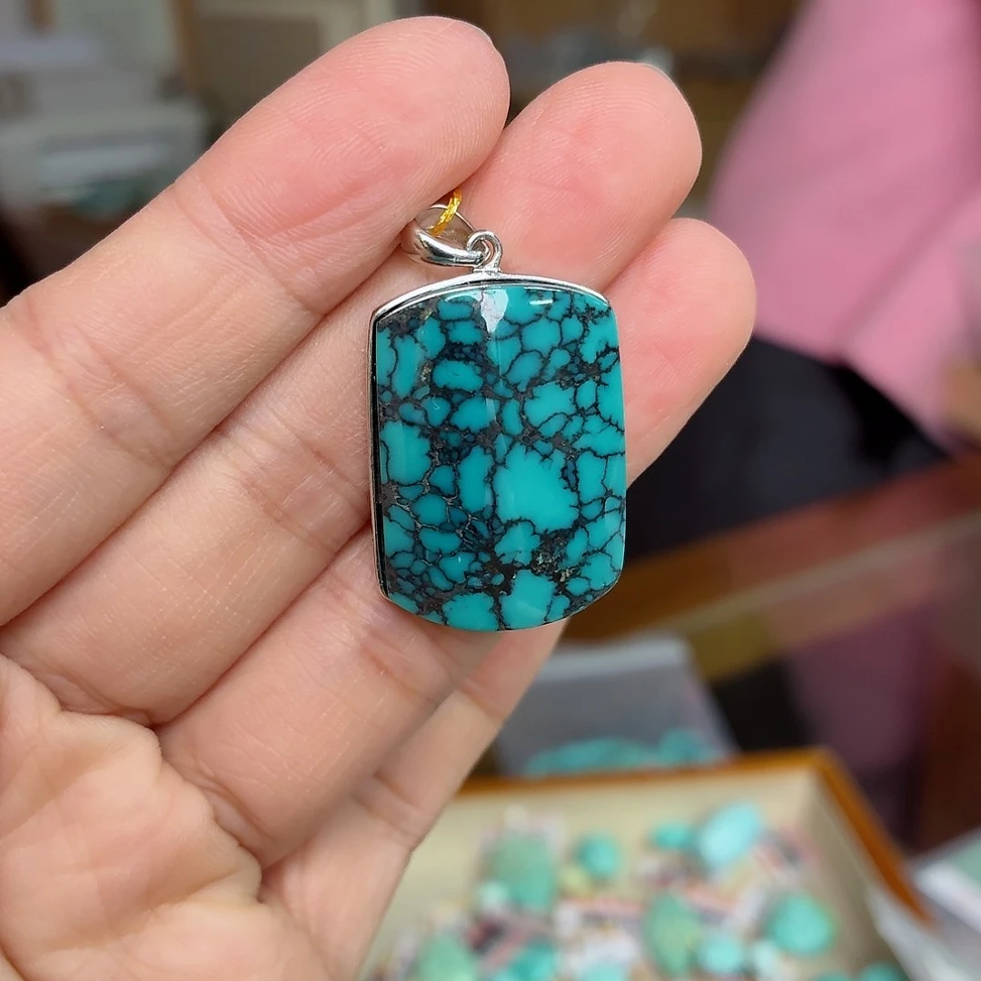 银S925镶嵌绿松石珠宝奇石