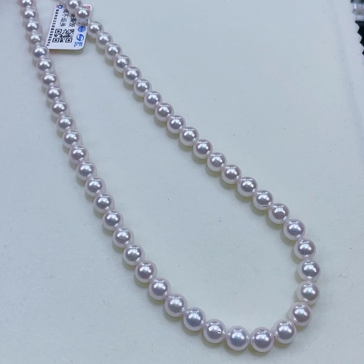 淡水珍珠6.5/7正圆爆亮炫彩海水ak银S925镶嵌