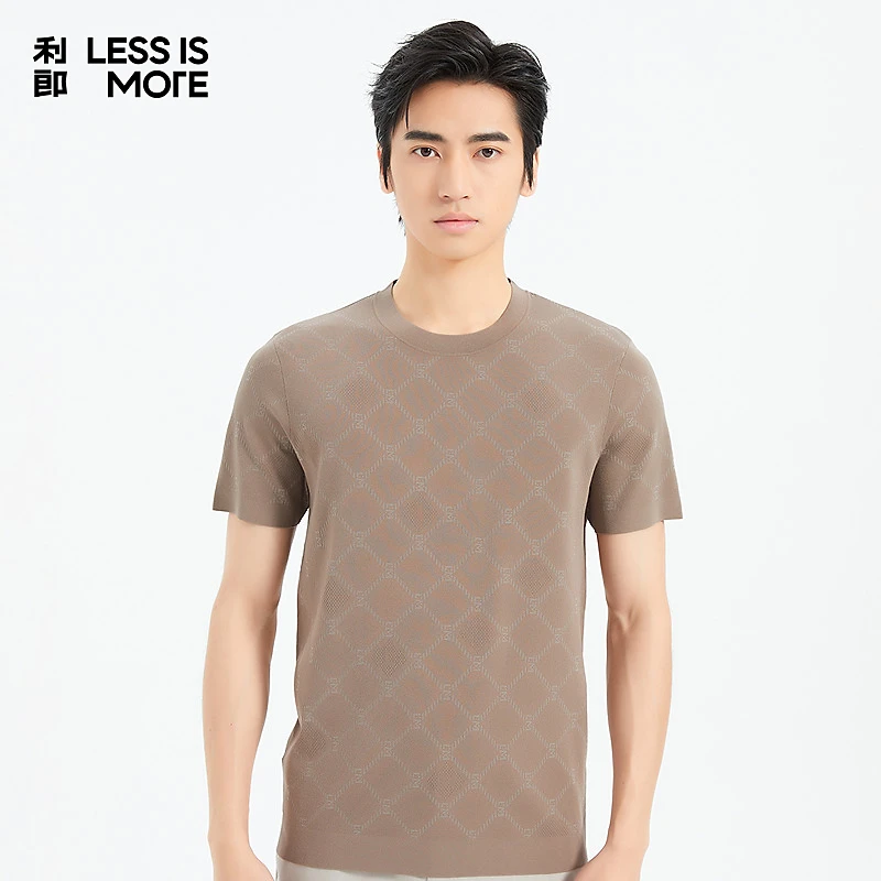 【满印提花】利郎LESSISMORE青年商务时尚休闲短袖T恤夏季舒适亲肤