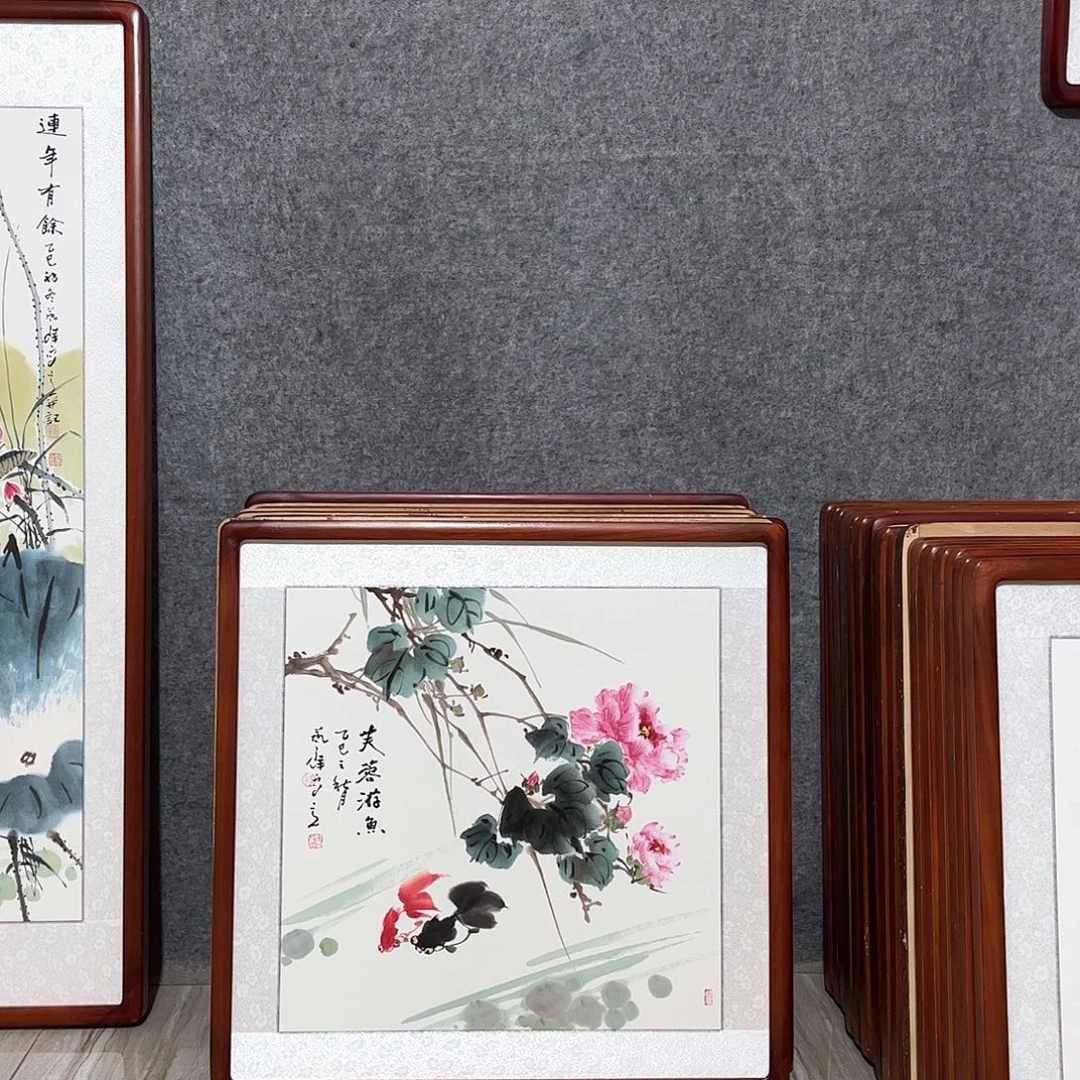 国画书画作品带框63×63