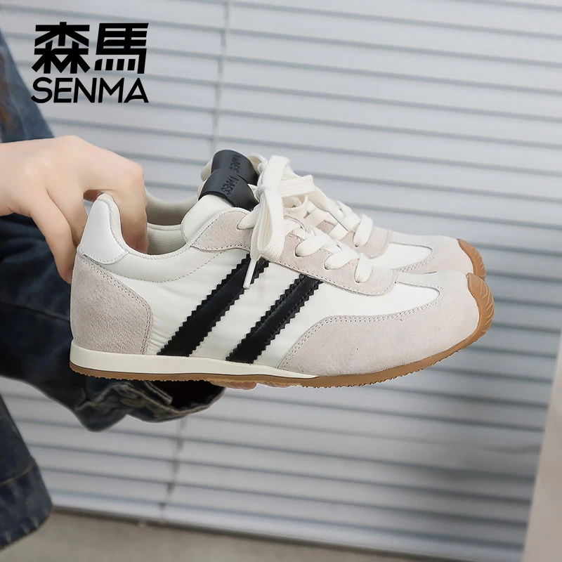 森马真皮德训鞋女款2025爆款网红女鞋板鞋春季新款百搭轻便运动鞋