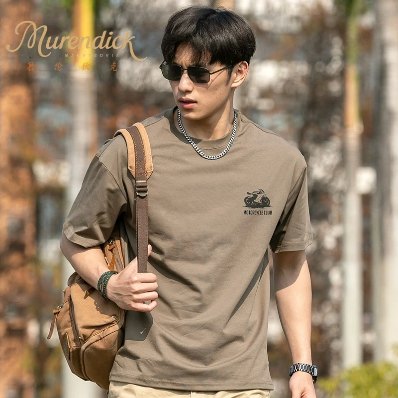 咖啡色索罗娜凉感防晒短袖男 2025年夏季新款宽松透气时尚男士t恤