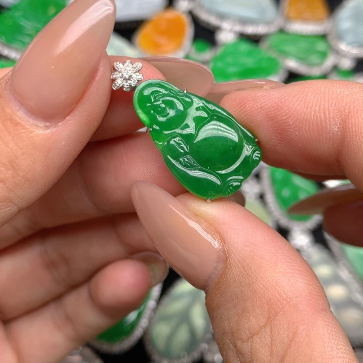 翡翠18K金镶嵌吊坠(不含链)