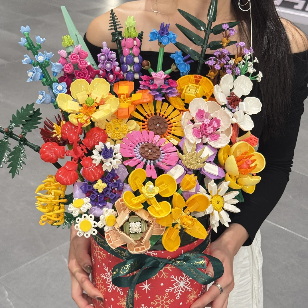 圣诞套装【圣诞快乐】抱抱桶手工拼装插花送女友圣诞节礼物圣诞套装