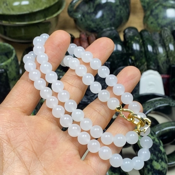 大***菜蛇纹石玉未镶嵌项链卡8项链