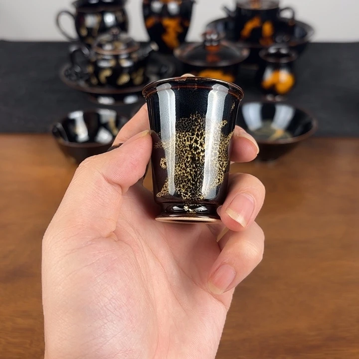 瓷洒彩鹧鸪斑闻香一口杯