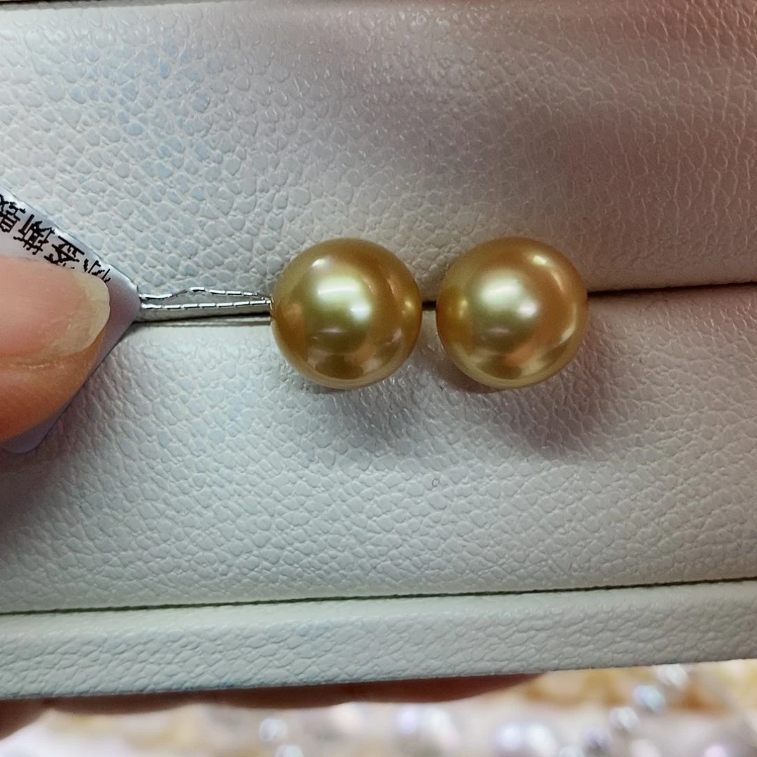 18K金镶嵌耳饰海水珍珠10-11