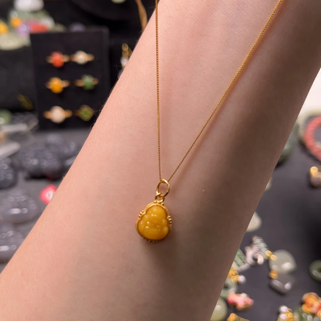 蜜蜡颈饰银S925镶嵌