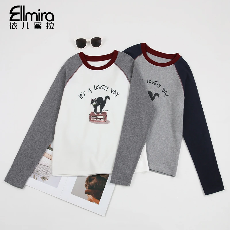 【二店】9653女童t恤长袖秋季儿童上衣打底衫显瘦圆领大童洋气潮流