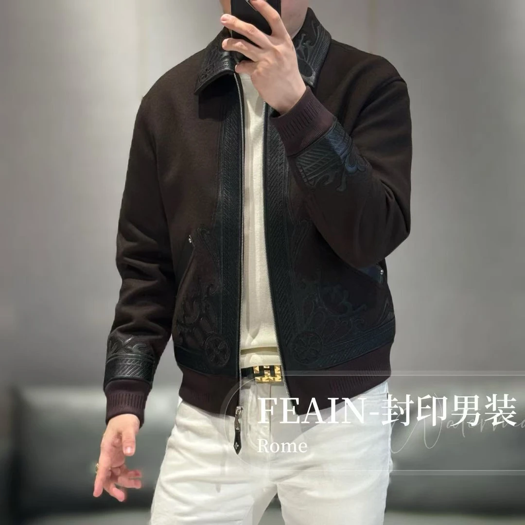 高端定制羊毛立体裁剪雕花刺绣工艺夹克K796