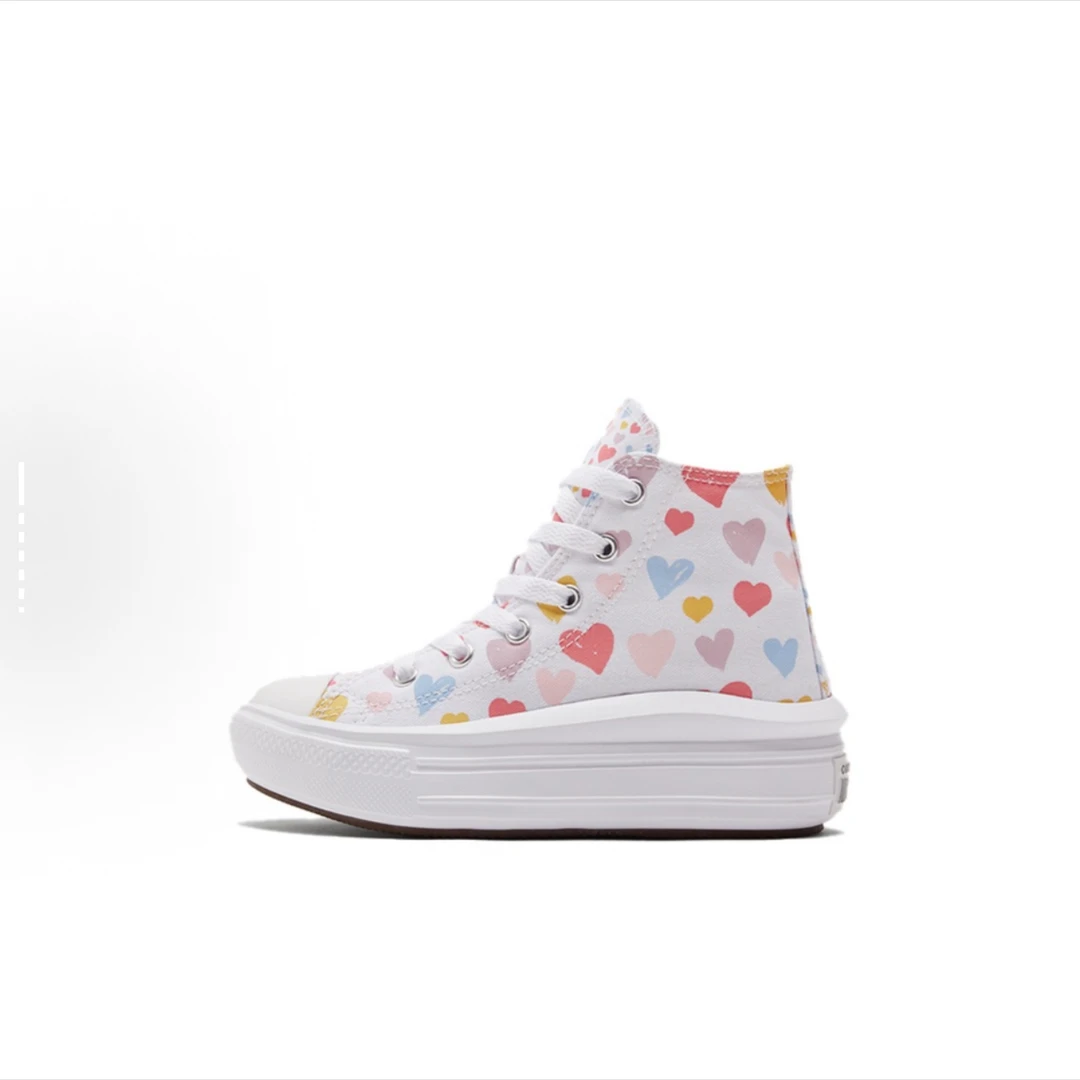 Converse匡威满印爱心舒适休闲厚底高帮帆布鞋371590C